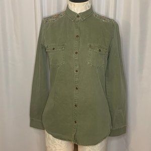 ZARA TRAFALUC Women's Small Olive Green Long Slv